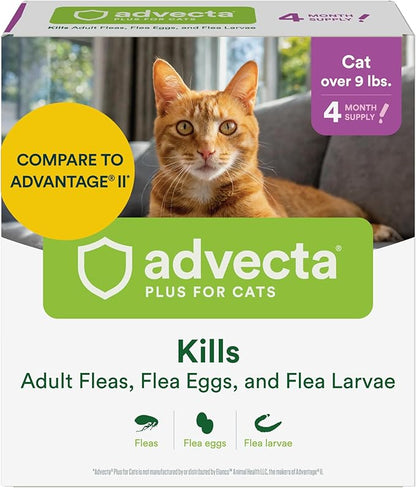 Plus Flea Prevention For Cats, Cat and Kitten Treatment &amp; Control, Small and Large, Fast Acting Waterproof Topical Drops, 4 Month Supply