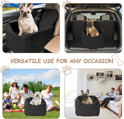 Dog Car Seat for Small/Medium Dogs - Dog Booster Seat with Safety Straps &amp; Non-Slip Base, Travel Pet Car Seat with Storage Pockets, Washable &amp; Removable, Suitable for Dogs Under 35 lbs (Black)