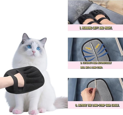 2Pcs Pet Hair Remover Gloves for Cats &amp; Dogs, Electrostatic Pet Hair Removal Glove Brush, Upgraded Reusable Animal Fur Removal Tool, Pet Grooming Gloves for Clothing, Couch, Carpet, Car Seatd