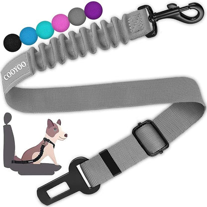 COOYOO Dog Seat Belt,Retractable Dog Car Harness Seat Belt for Car Adjustable Nylon Pet Safety Seat Belts Heavy Duty &amp; Elastic Bungee Buffer