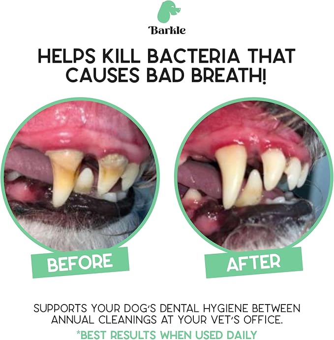 Barkle Vet Approved Dog Teeth Cleaning Toothpaste &amp; Tooth Brushing Kit | Eliminate Plaque, Tartar &amp; Bad Breath | Mint Dog Breath Freshener Gel | Puppy &amp; Small Breed Safe | Free Finger Brush (60 Days)