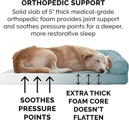 Furhaven Orthopedic Dog Bed for Large Dogs w/ Removable Bolsters &amp; Washable Cover, For Dogs Up to 125 lbs - Plush &amp; Suede Sofa, Jumbo Plus/XXL