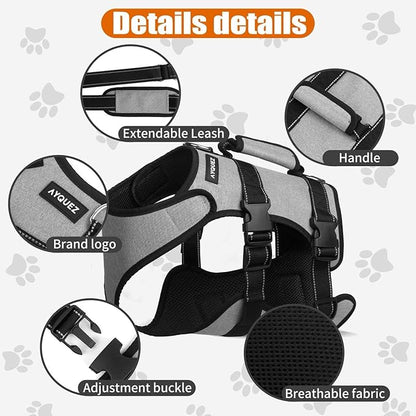 Ayquez Dog Lift Harness with Storage and Transport Bag, Dog Harness with Handle for Lifting &amp; Hip dysplasia, arnés para Perros pequeños, pechera para Perros (Gray, L)