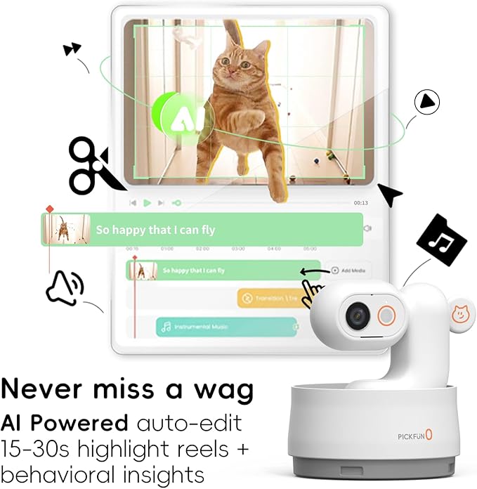 AI Dog Camera, Smart Security Camera Indoor with Phone App [Pet Recognition, Daily Activity Analysis &amp; Motion Tracking] Cat Cam 5MP HD, 360° View, 2-Way Audio, Night Vision, 5G WiFi