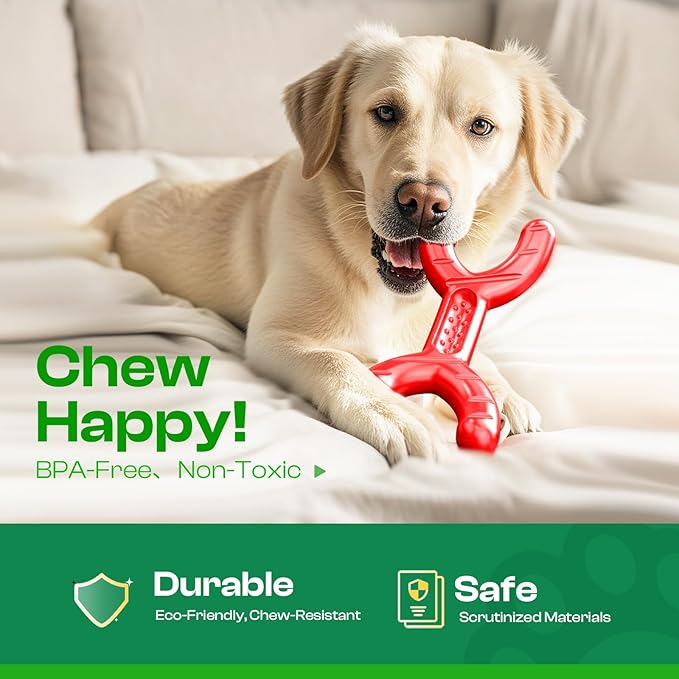 Dog Toys for Aggressive Chewers - Heavy Duty Chew Proof Durable Toy for Large Breed Dogs, Interactive Tough Nylon Bone for Boredom Relief &amp; Mental Stimulation