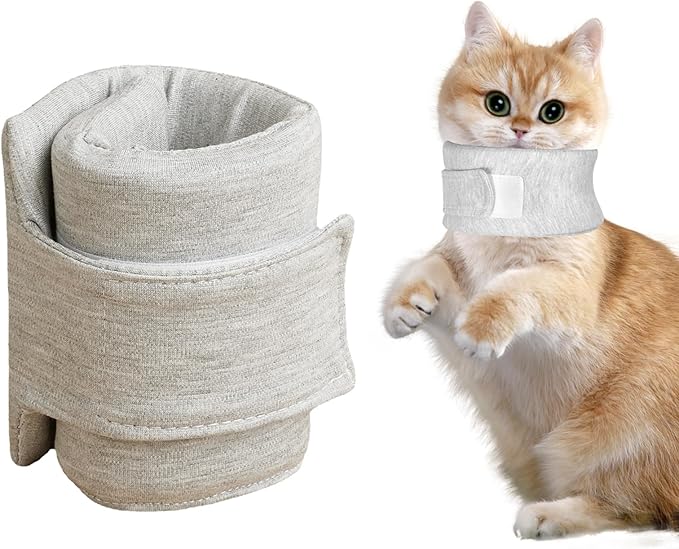 Cat Neck Brace, Breathable &amp; Adjustable Cone Collar After Surgery Recovery Anti-Scratch Anti-Lick Protection, Suitable for Neck Circumference 6.3-8.6 Inch Small Dogs Puppies Kittens (Grey, XS)