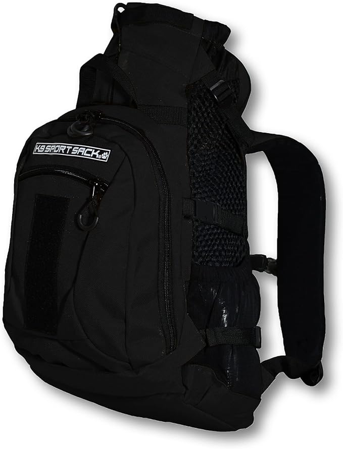 K9 Sport Sack Plus 2 - Small, Jet Black - Ideal for Dogs 13-16” Long - Adjustable, Backpack-Style Carrier with Multi-Functional Storage Pack, Thick Shoulder Straps &amp; Padded Back Panel