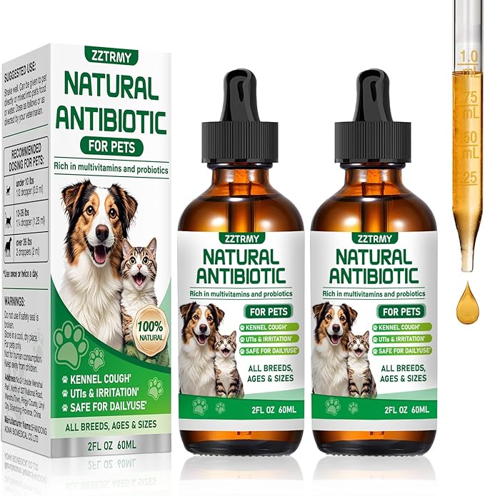 Natural Antibiotics for Dogs and Cats,Antibiotic for Cats,Dog Antibiotics in Drops,Help with Allergies, Itching, Coughs, UTIs,Skin, Coat, Digestion Care,for All Breeds &amp; Ages,Pet Supplements&amp;Vitamins