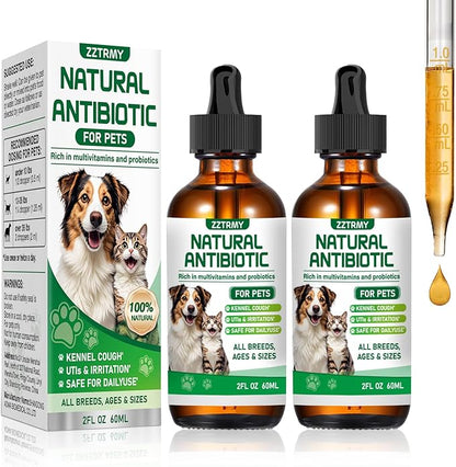 Natural Antibiotics for Dogs and Cats,Antibiotic for Cats,Dog Antibiotics in Drops,Help with Allergies, Itching, Coughs, UTIs,Skin, Coat, Digestion Care,for All Breeds &amp; Ages,Pet Supplements&amp;Vitamins