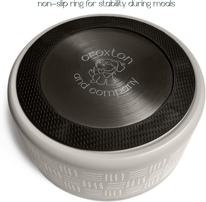 CROXTON &amp; CO. Stainless Steel Pet Bowl for Dogs &amp; Cats | Insulated Food Bowls for Dog Cat | No Tip No Slip | Non-Slip Rubber Base | Dishwasher Safe | Medium (4 Cups)