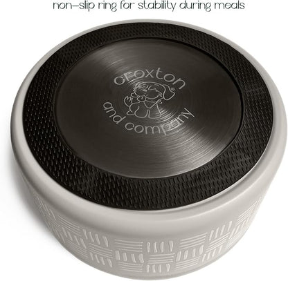 CROXTON &amp; CO. Stainless Steel Pet Bowl for Dogs &amp; Cats | Insulated Food Bowls for Dog Cat | No Tip No Slip | Non-Slip Rubber Base | Dishwasher Safe | Medium (4 Cups)