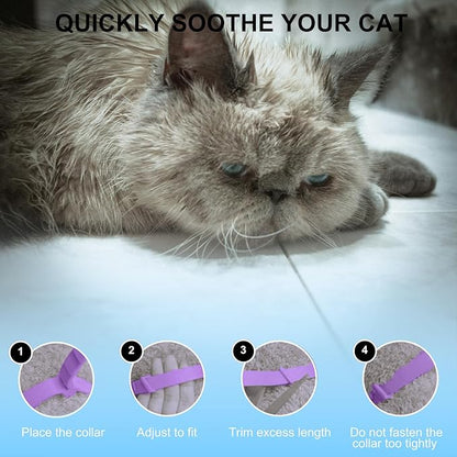 Calming Collar for Cats 4 Pack - Pheromone Collar for Stress and Anxiety Relief, Lasts 60 Days, Adjustable, Water-Resistant &amp; Breakaway Design to Make Cats Relaxed