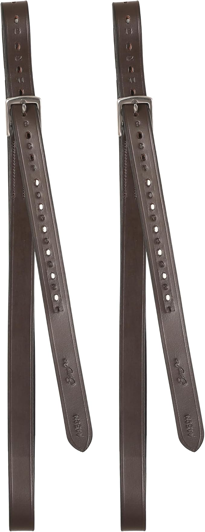 Exion Pre-Stretched Leather Stirrup Leathers for English Saddles | Premium Vegetable-Tanned Non-Stretch Stirrups for Jumping, Dressage &amp; Schooling | 18-Hole Numbered Adjustment &amp; SS Buckles