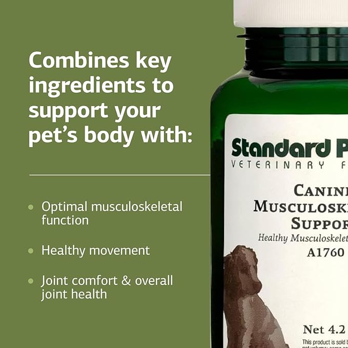 Standard Process Canine Musculoskeletal Support - Bone &amp; Joint Health Formula for Pets - Canine Musculoskeletal Support Supplement - Supplement for Dogs to Aid Joint Comfort &amp; Muscle Health - 120 g