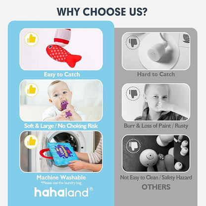 hahaland Montessori Toys for 1 Year Old - 10 in 1 Cloth Toddler Fishing Game with Stacking Cups, Baby Toy 12-18 Months One Year Old Boy Birthday Gift, Toddler Toys for 1 2 Year Old Boy Girl Gifts