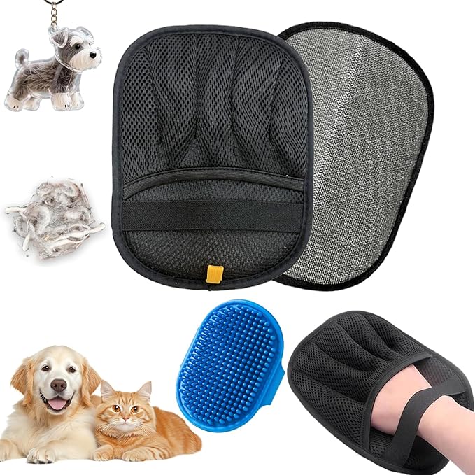 Pet Hair Removal Glove,Pet Hair Remover for Cat &amp; Dog,New Upgraded Electrostatic Gloves Pet Hair,Reusable Electro Static Pet Hair Remover Electrostatic Gloves &amp; Dog Hair Collector Keychain