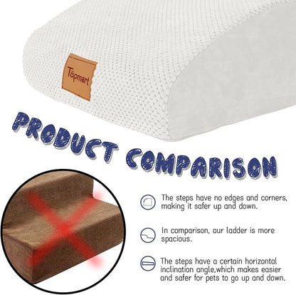 Topmart High Density Extended Foam Dog Ramp&amp;Steps 2 Tiers,11.8" High,Non-Slip Dog Stairs,Soft Foam Pet Ladder with Waterproof Cover,Best for Injured,Older Cats,Pets with Joint Pain