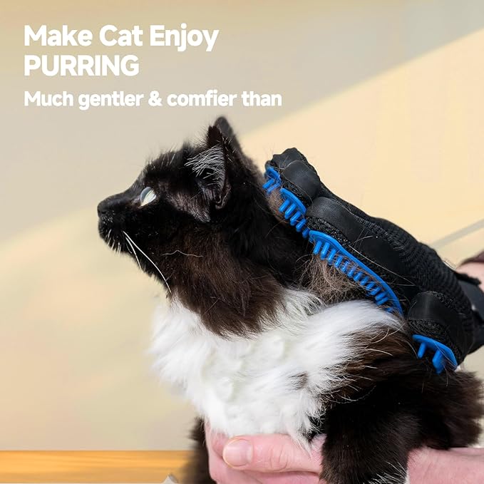 Pet Hair Remover &amp; Pet Grooming Gloves Set - Deshedding Brush for Cats/Dogs, Reusable Lint Roller Brush for Cats,Dogs - Furniture, Car, Couch, Clothes and Bedding