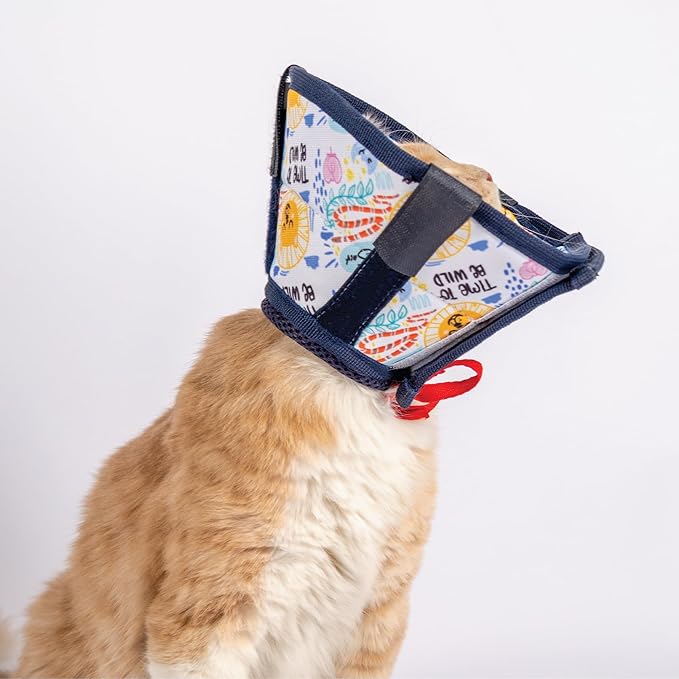 Cat Cone Collar – Colorful Cat Pattern - Lightweight Recovery Cone for Cats, Anti-Lick &amp; Anti-Scratch, Vet Recommended, Elizabethan Collar (Colorful, XXS [Neck Girth: 7.5"-10.3"])