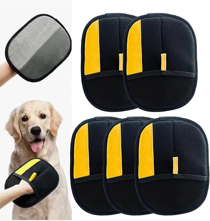 5Pcs Electrostatic Pet Hair Removal Glove for Dogs &amp; Cats, Reusable Grooming Pet Hair Remover Tool for Couch, Carpet, Curtain