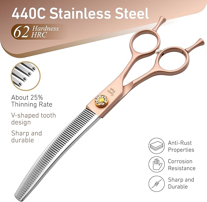 Fenice Peak Professional Curved Thinner Dog Grooming Scissors 7.0&