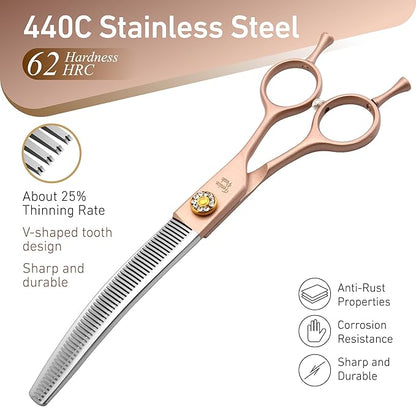 Fenice Peak Professional Curved Thinner Dog Grooming Scissors 7.0&