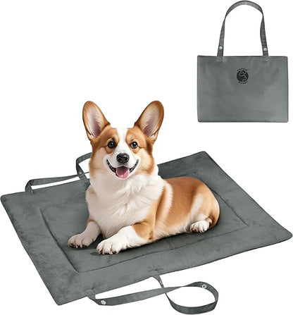 Kritter Planet Waterproof Foldable Dog Bed Pad for Camping &amp; Travel, Portable Roll-Up Dog Bed Car Seat Pet Cushion Mat with Handles for Small &amp; Medium Dogs, Indoor &amp; Outdoor Use