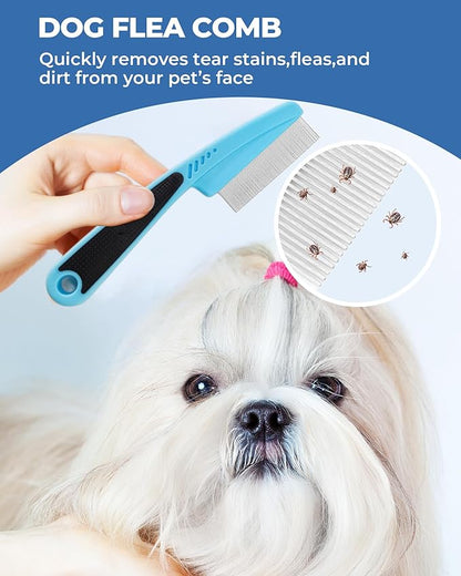 Dog Brush for Shedding Grooming,6 Pack Long-Pin Brush Set for Long Haired Dog Cat Goldendoodles Poodles Doodles Blue