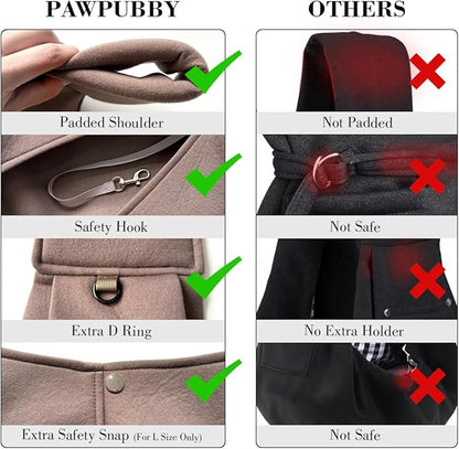 Dog &amp; Cat Carrier Sling, Adjustable Soft Padded Shoulder Puppy Carrier, Hands-Free Dog Carrier Bag with Double Safety Buckles Premium Material for Outdoor Travel （Caramel, M）