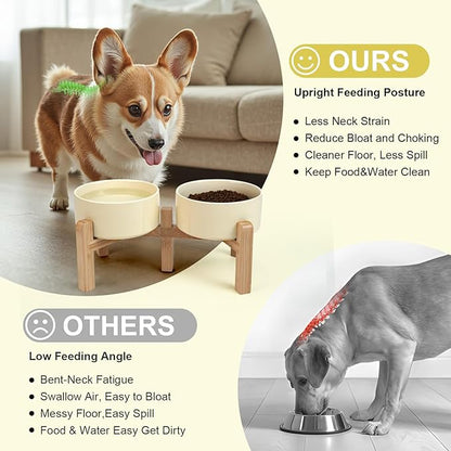 SPUNKYJUNKY Elevated Dog Bowls Ceramic, 6.1&