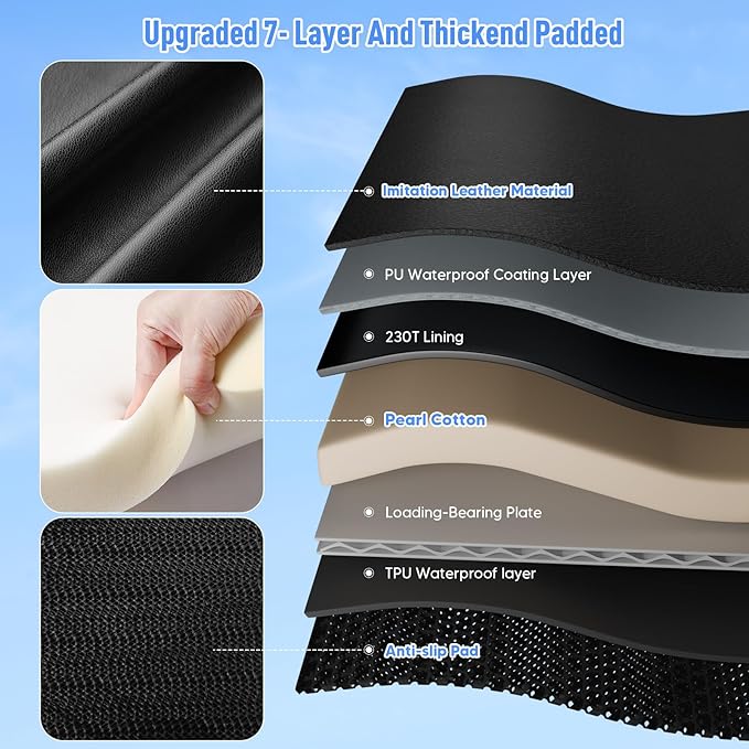 Back Seat Extender for Dogs, Dog Car Seat Cover for Back Seat with Hard Bottom,Waterproof Hammock for Car Pet Backseat Protector,Upgraded PU Leather Material for Car &amp; SUV(Holds 400lbs)