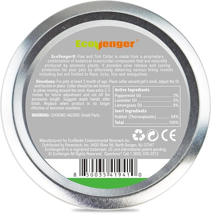 EcoVenger Flea &amp; Tick Collar Repellent 2-Pack Green, Fits Both Dogs &amp; Cats, Built-in Pant-Based Formula Strong Repellency Slow Release, Lasting Deterrence and Protection, Pleasant Aroma, Waterproof