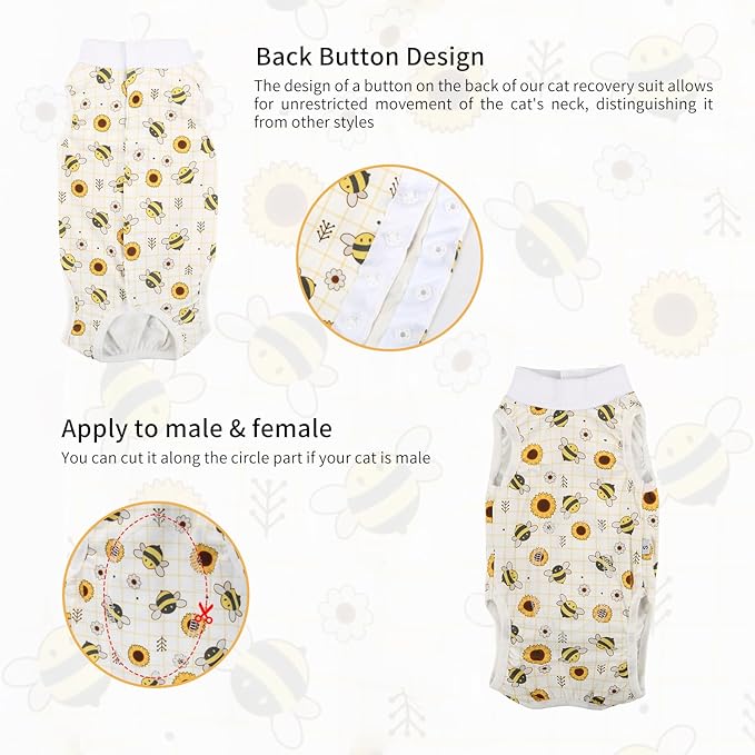 2 Packs Cat Surgery Recovery Suit Surgical Clothes Abdominal Wounds Anti-Licking Cat Bodysuit Onesie Substitute E-Collar&amp; Cone