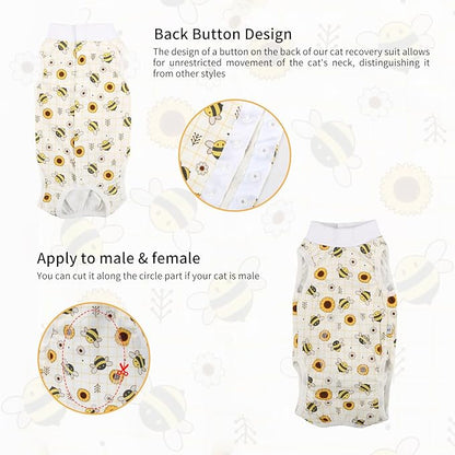 2 Packs Cat Surgery Recovery Suit Surgical Clothes Abdominal Wounds Anti-Licking Cat Bodysuit Onesie Substitute E-Collar&amp; Cone