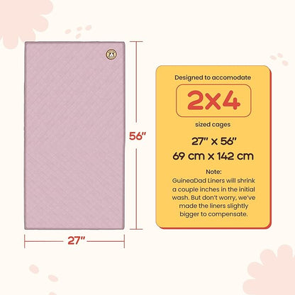 GuineaDad Premium Liner – Fleece Guinea Pig Cage Liner – Ultra-Plush Reusable Fleece Bedding with Waterproof Bottom – Extra Absorbent Liner for 2x4 C&amp;C Cage (Blush)
