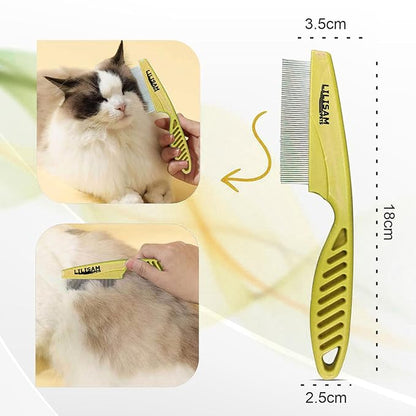 Pet Self Cleaning Slicker Brush and Grooming Comb - Gently Removes Loose Hair, Tangles, and Dirt - Skin Friendly Deshedding Grooming Tool for Hair Dogs &amp; Cats - Pet Supplies Accessories (Yellow)
