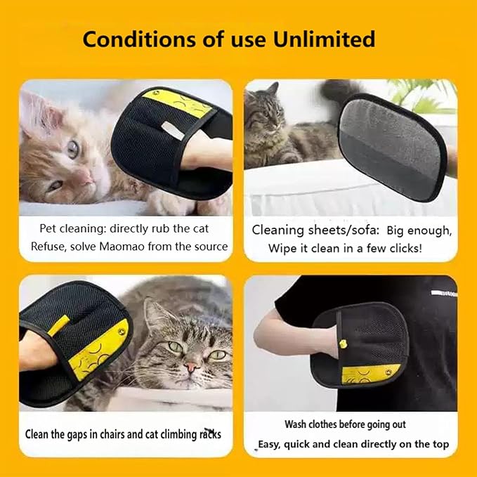 Fursweep Gloves Pet Hair Remover, Kivori Pet Grooming Glove, Pet Hair Remover Electrostatic Gloves, Furmingle Double Sided Cat Grooming Glove, Reusable Cat &amp; Dog Hair Remover, for Couch, Carpet