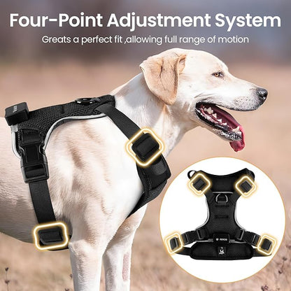 Light Up Dog Harness,Reflective Pet Harness Rechargeable,Led Dog Vest Harness for Night Walking,Adjustable Dog Safety Vest for Small Medium Large Dogs-No Pull,Black,L