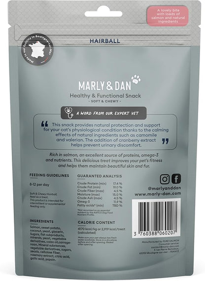 Marly &amp; Dan Salmon Treats for Cats with Brewers Yeast &amp; Coconut, Hairball Recipe, 3-oz Bag