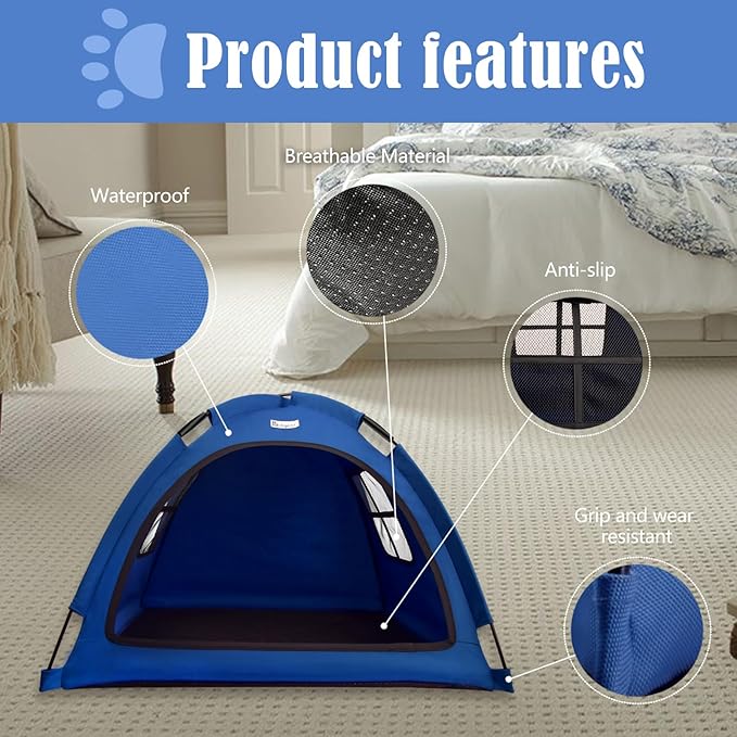 Navy Blue Small Cat &amp; Dog Outdoor House Tent - Waterproof, Washable &amp; Multipurpose - Ideal for Cats, Dogs &amp; Bunnies