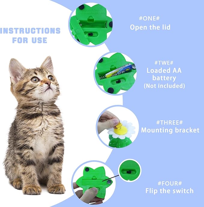 Yisquar Electric Bird &amp; Butterfly Teasing Cat Toy 2PCS Interactive Bird Toy for Cats Interactive Cat Toys Automatic Electric Butterfly 360°Rotating Kitten Toys Fun Flying Birds Cats Play Chase