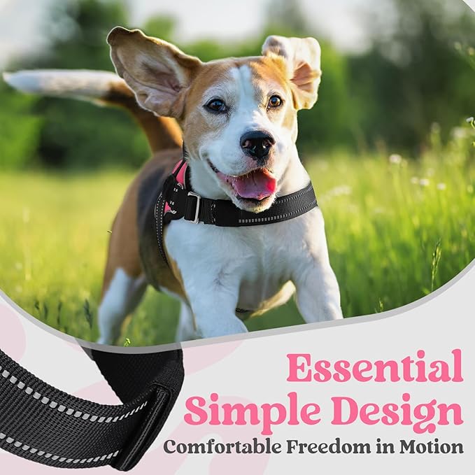 rabbitgoo Dog Harness for Small, Easy On Pet Vest with One Buckle, No Pull Adjustable Service Harness with D-Ring &amp; Handle, Reflective for Safety Walking, Training, Pink, S