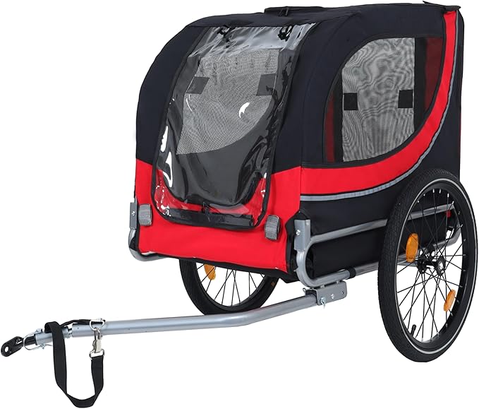 Blue-Grey Large Folding Bike Trailer for Dogs – Heavy-Duty Steel Frame, 66LB Capacity Pet Carrier for All-Terrain Cycling, Jogging &amp; Camping Adventures!
