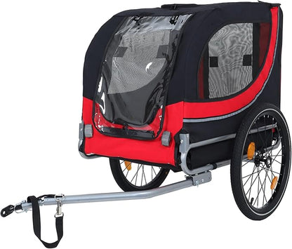 Blue-Grey Large Folding Bike Trailer for Dogs – Heavy-Duty Steel Frame, 66LB Capacity Pet Carrier for All-Terrain Cycling, Jogging &amp; Camping Adventures!
