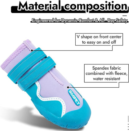 Dog Shoes, Waterproof Dog Boots &amp; Paw Protectors with Anti-Slip Sole, 4pcs/Set Pet Dog Booties, Reflective Dog Shoes for Small Medium Large, Winter Snowy Summer Hot Pavement (Blue, 5