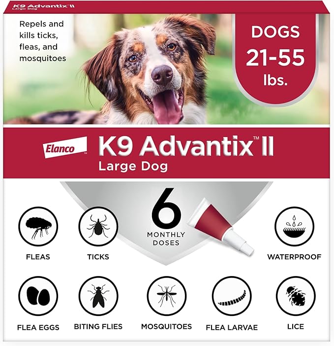 K9 Advantix II Large Dog Vet-Recommended Flea, Tick &amp; Mosquito Treatment &amp; Prevention | Dogs 21 - 55 lbs. | 6-Mo Supply