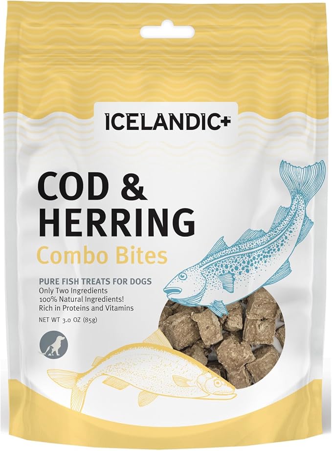 Icelandic+ Cod &amp; Herring Combo Bites Dog Treat 3.0-oz Bag