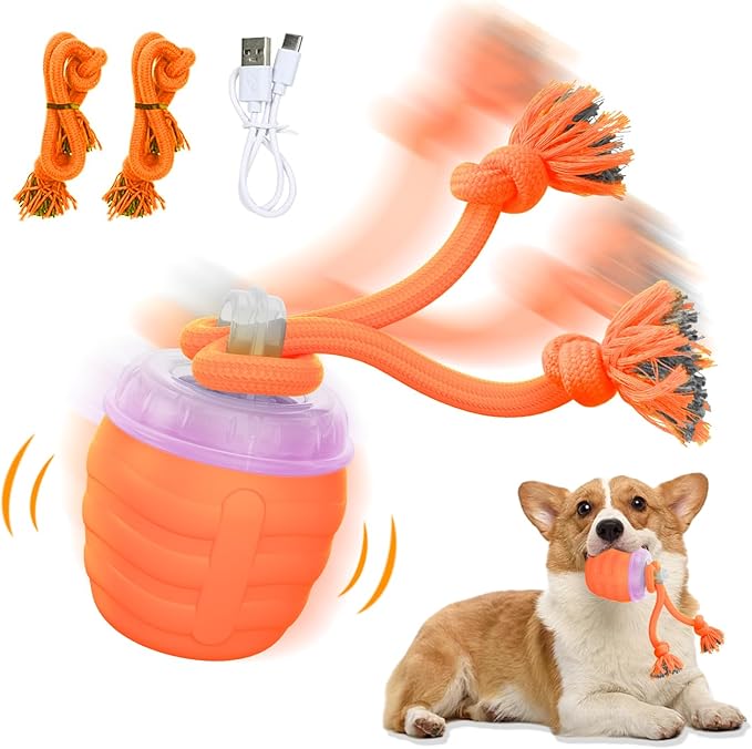 Interactive Dog Toys - [2025 Newly Upgraded] Motion Activated Ball for Small/Medium/Large Dogs, Automatic Moving Dog Toy Wicked Ball for Boredom &amp; Training, Music, USB Rechargeable (Orange)