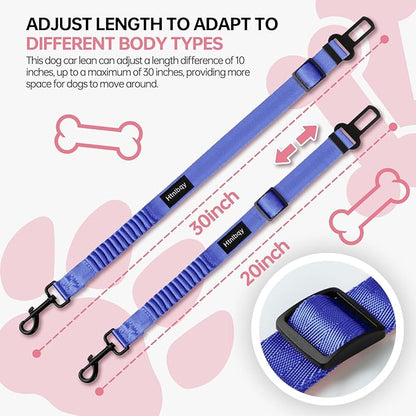 3 Pack Thickened Dog Seat Belt, Set Retractable Dog Car Adjustable Seatbelts for Vehicle Nylon Pet Safety Heavy Duty &amp; Elastic &amp; Durable Car Harness for Dogs, Blue