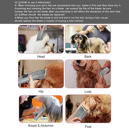 7pcs Dog Grooming Blades Compatible with Andis/Wahl/Oster Dog Clippers,Detachable Ceramic Blade &amp; Stainless Steel Blade,Size: